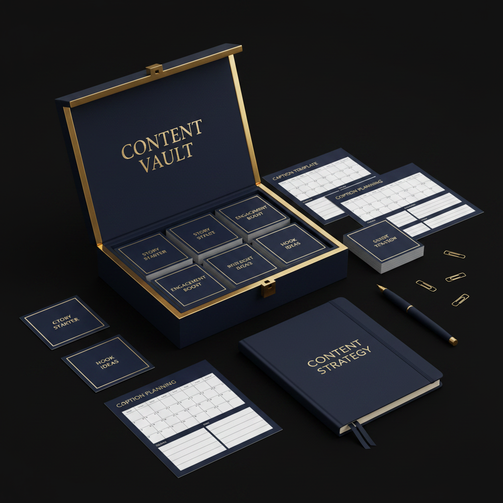 Content Creation Vault digital product mockup in blue and black
